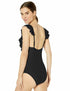 Jessica Simpson Women's One-Piece Ruffle Shoulder New - Large $98